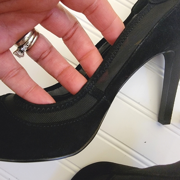Calvin Klein Black Suede & Mesh Heels - Picture 7 of 13